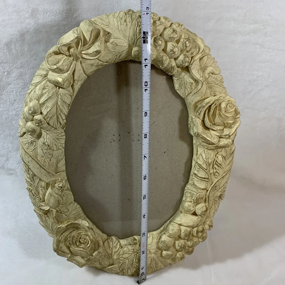 Vintage Ornate Oval Floral Rose Shabby Victorian Chic Style Grapes Picture Frame